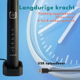 AXIMO Elektrische Tandenborstel Sonic USB Zwart inclusief 4 Opzetborstels