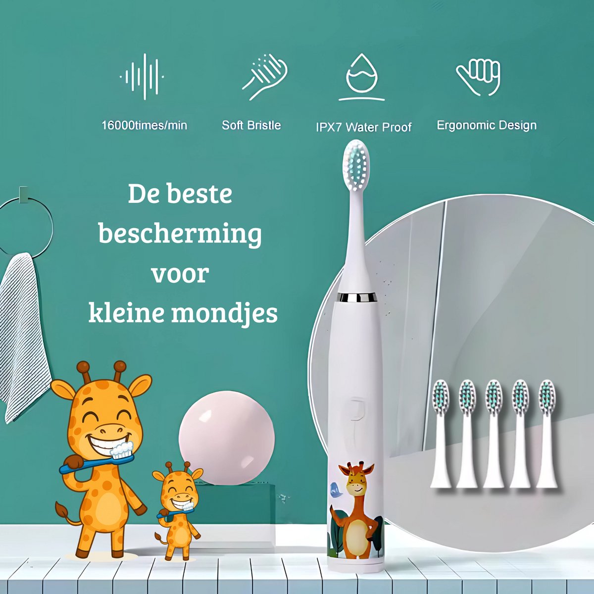 BABIVA Premium Elektrische Tandenborstel Baby & Peuter Wit