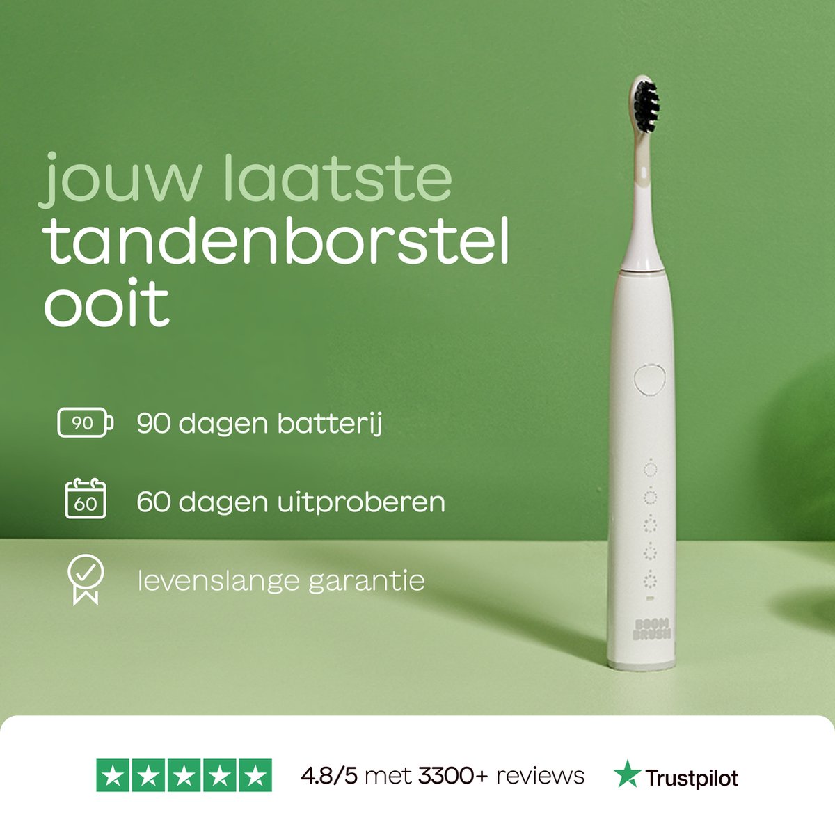 BOOMBRUSH Elektrische Sonische Tandenborstel Wit