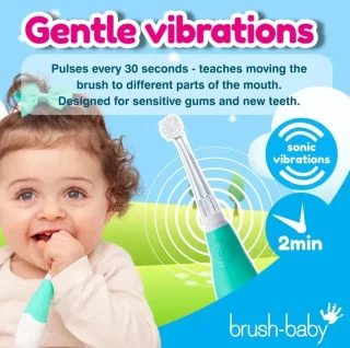 Brush-Baby BabySonic elektrische tandenborstel blauw 0-3 jaar