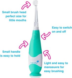 Brush-Baby BabySonic elektrische tandenborstel blauw 0-3 jaar
