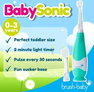 Brush-Baby BabySonic elektrische tandenborstel blauw 0-3 jaar
