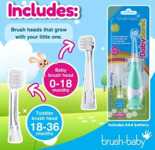 Brush-Baby BabySonic elektrische tandenborstel blauw 0-3 jaar