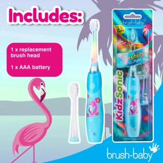 Brush-Baby | KidzSonic | Elektrische Tandenborstel | Flamingo Lichtblauw