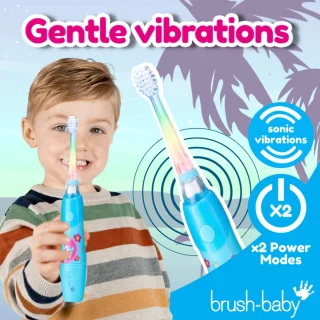 Brush-Baby | KidzSonic | Elektrische Tandenborstel | Flamingo Lichtblauw