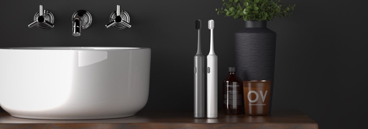 DesignNest ToothBrush Elektrische Tandenborstel Aluminium Wit