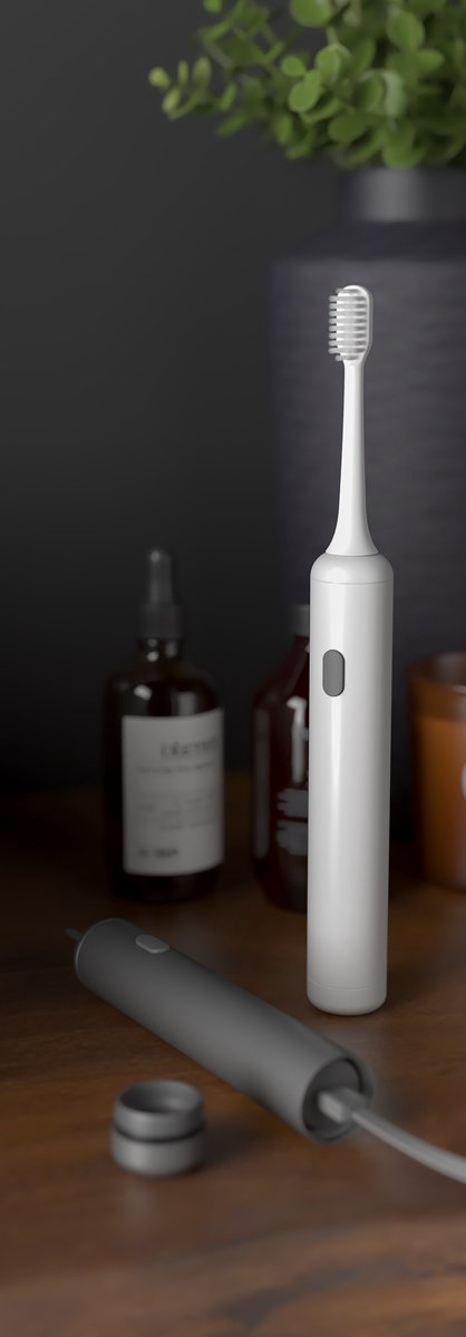 DesignNest ToothBrush Elektrische Tandenborstel Aluminium Wit