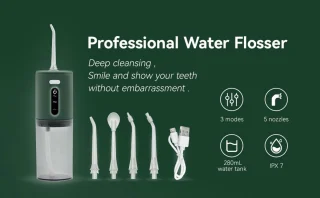 Draagbare draadloze waterflosser IPX7 met 280 ml tank