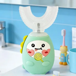 Elektrische kinder tandenborstel - u-vormige borstel - blauw