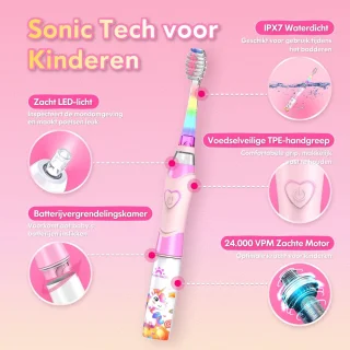 Elektrische kindertandenborstel sonische junior borstel roze