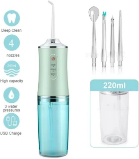 Elektrische monddouche 220 ml – Draadloze waterflosser (groen)