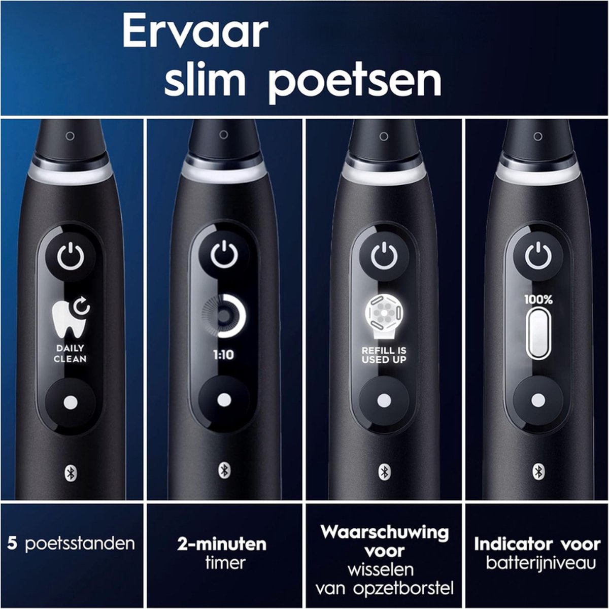 Elektrische Tandenborstel Bluetooth Zwart 2 Borstels Reisetui