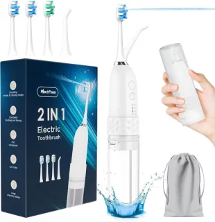 Elektrische tandenborstel en waterflosser - wit - 5 x 4 x 16 cm