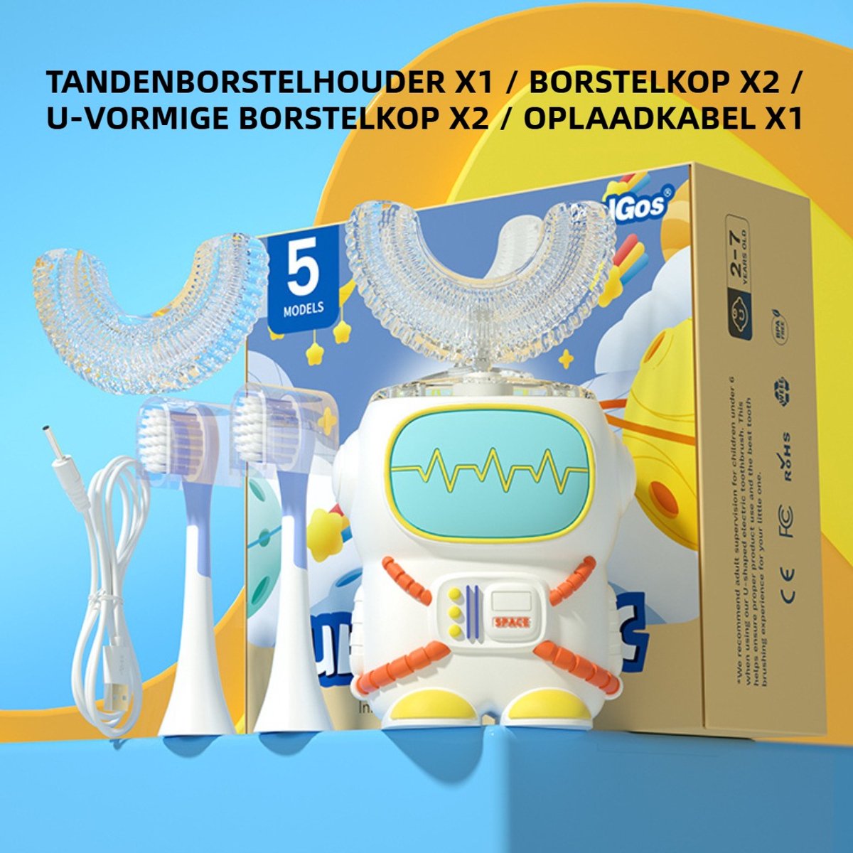 Elektrische Tandenborstel Kinderen U-vorm Wit 2-6 jaar