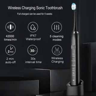 Elektrische tandenborstel Sonic Ultra Whitening met 8 opzetborstels en reisetui