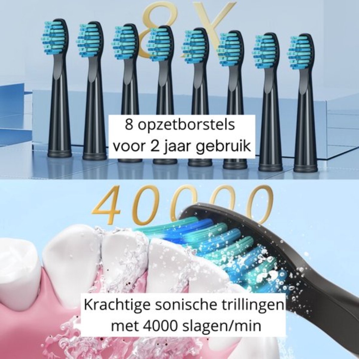 Elektrische Tandenborstel Sonisch met 8 Opzetborstels