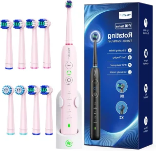 Elektrische Tandenborstel - Sonische Borstel Roterend - Mondhygiëne Verbeteren - 5 Modi 3 Intensiteit - 8 Borstelkoppen - Roze
