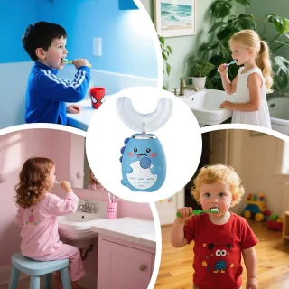 Elektrische tandenborstel U-vorm voor kinderen blauw