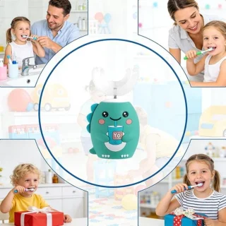 Elektrische tandenborstel voor kinderen in U-vorm, blauw