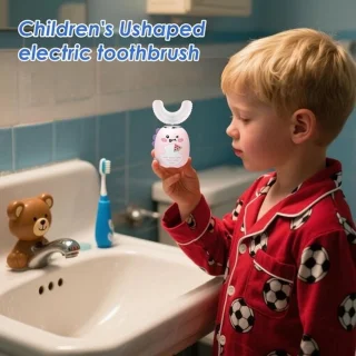 Elektrische tandenborstel voor kinderen met U-borstel – blauw