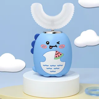 Elektrische tandenborstel voor kinderen met U-vormige borstel, blauw