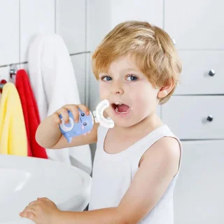Elektrische tandenborstel voor kinderen, u-vormig, blauw