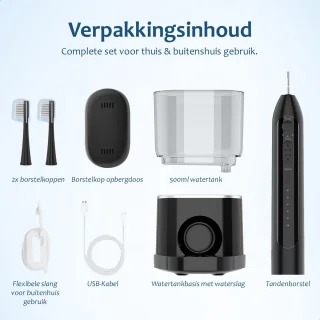 Elektrische Tandenborstel Waterflosser 2-in-1 Zwart 500ml