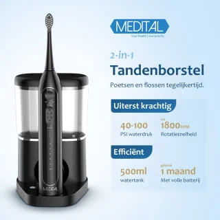 Elektrische Tandenborstel Waterflosser 2-in-1 Zwart 500ml
