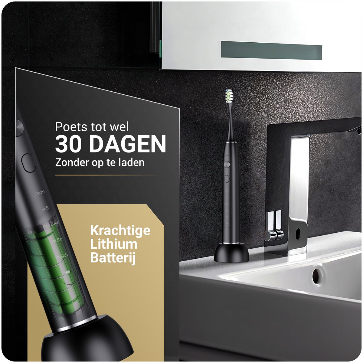 Elektrische Tandenborstel Zwart met Reisetui