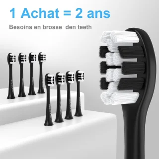 Elektrische Tandenborstel - Zwart - Oplaadbaar met 240 Dagen Batterijduur - Inclusief 8 Reserveborstelkoppen - Voor Volwassenen