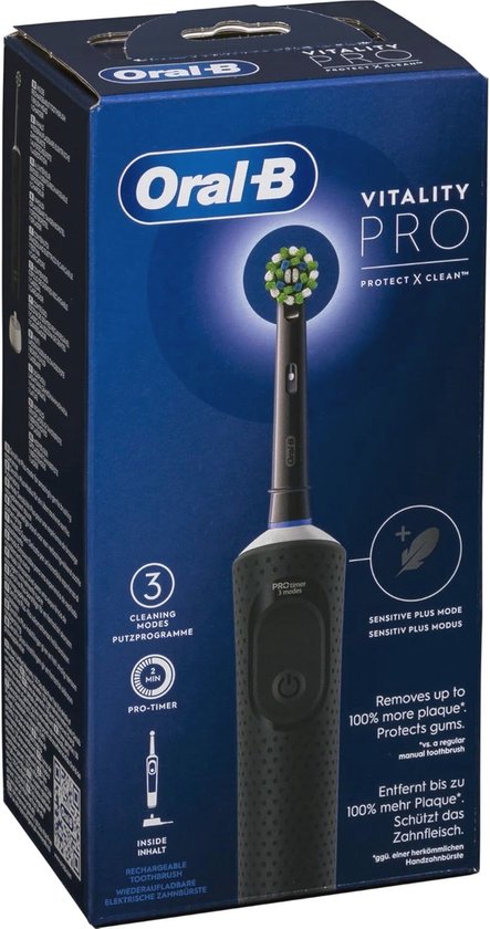 Degelijke en stille reiniging: compacte zwarte oplaadbare tandenborstel