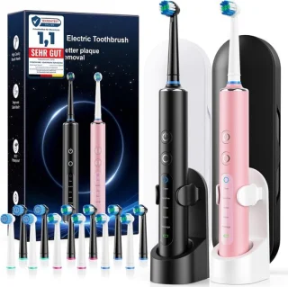 Elektrische tandenborstels - set van 2 - zwart en roze