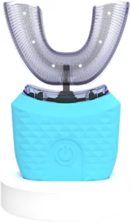 Elektrische u-vormige siliconen tandenborstel, blauw