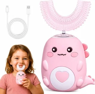 Elektrische u-vormige tandenborstel voor kinderen 6-12 jaar roze