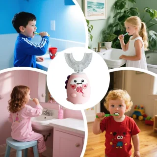 Elektrische u-vormige tandenborstel voor kinderen, blauw