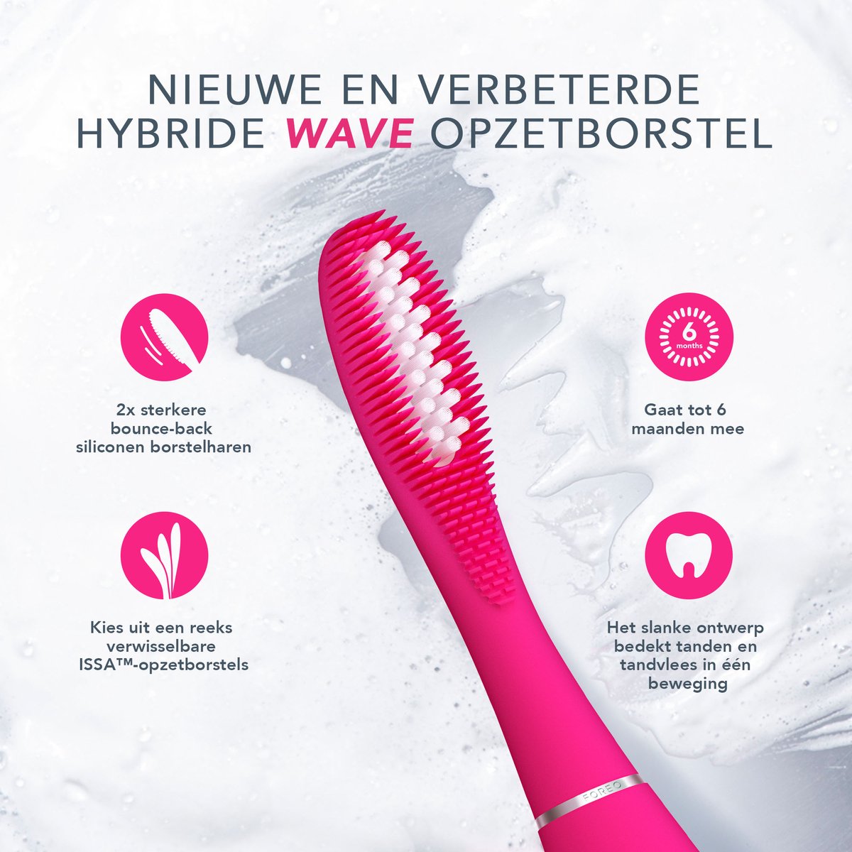 FOREO ISSA 3 Fuchsia Elektrische tandenborstel met 2 hybride koppen