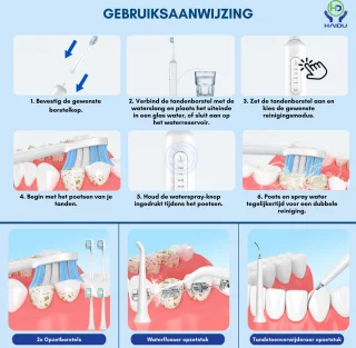 HAIDU 3 in 1 Elektrische Tandenborstel Premium Bundel Wit
