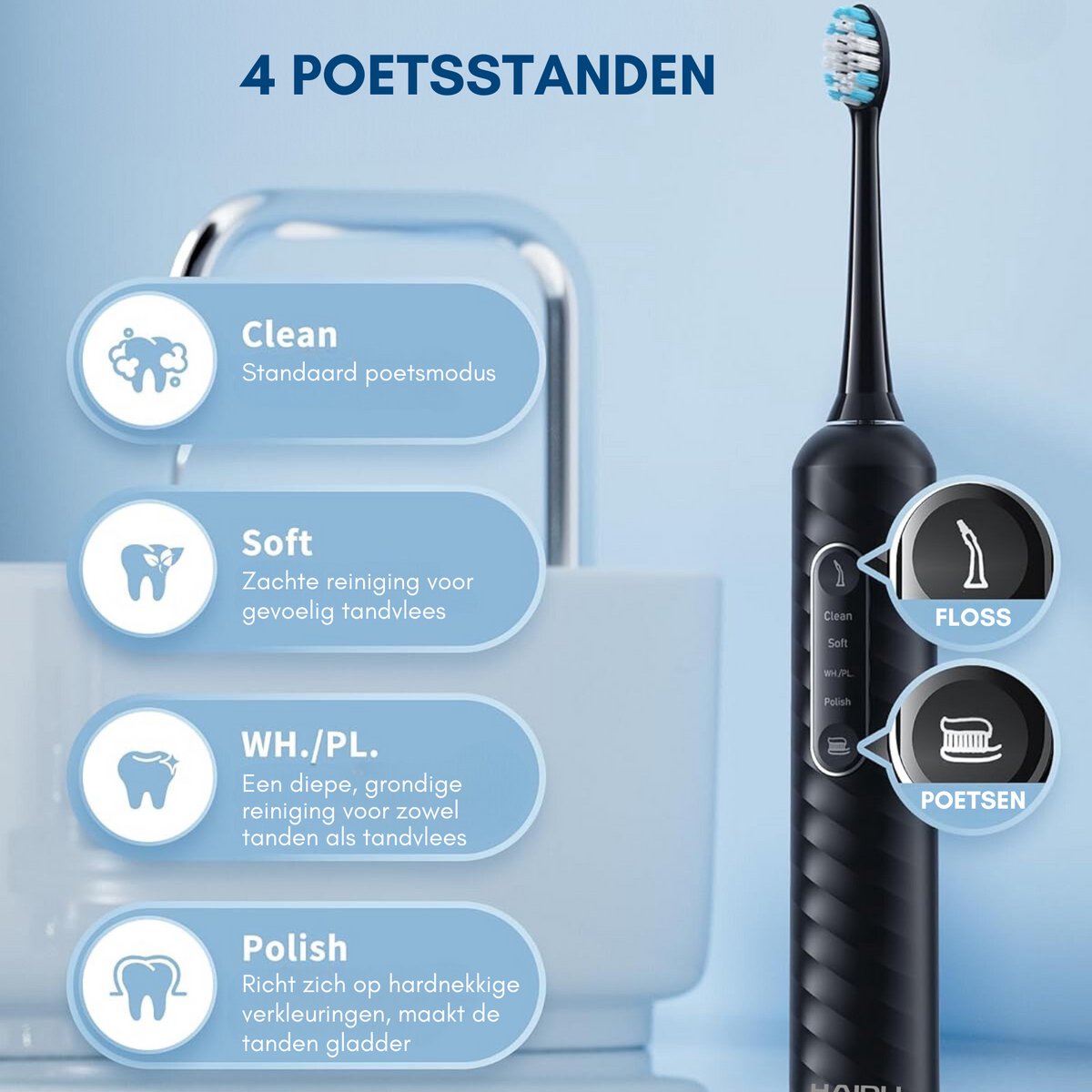 Wat vinden we goed aan de HAIDU Elektrische Tandenborstel 3-in-1 Premium Plus Zwart