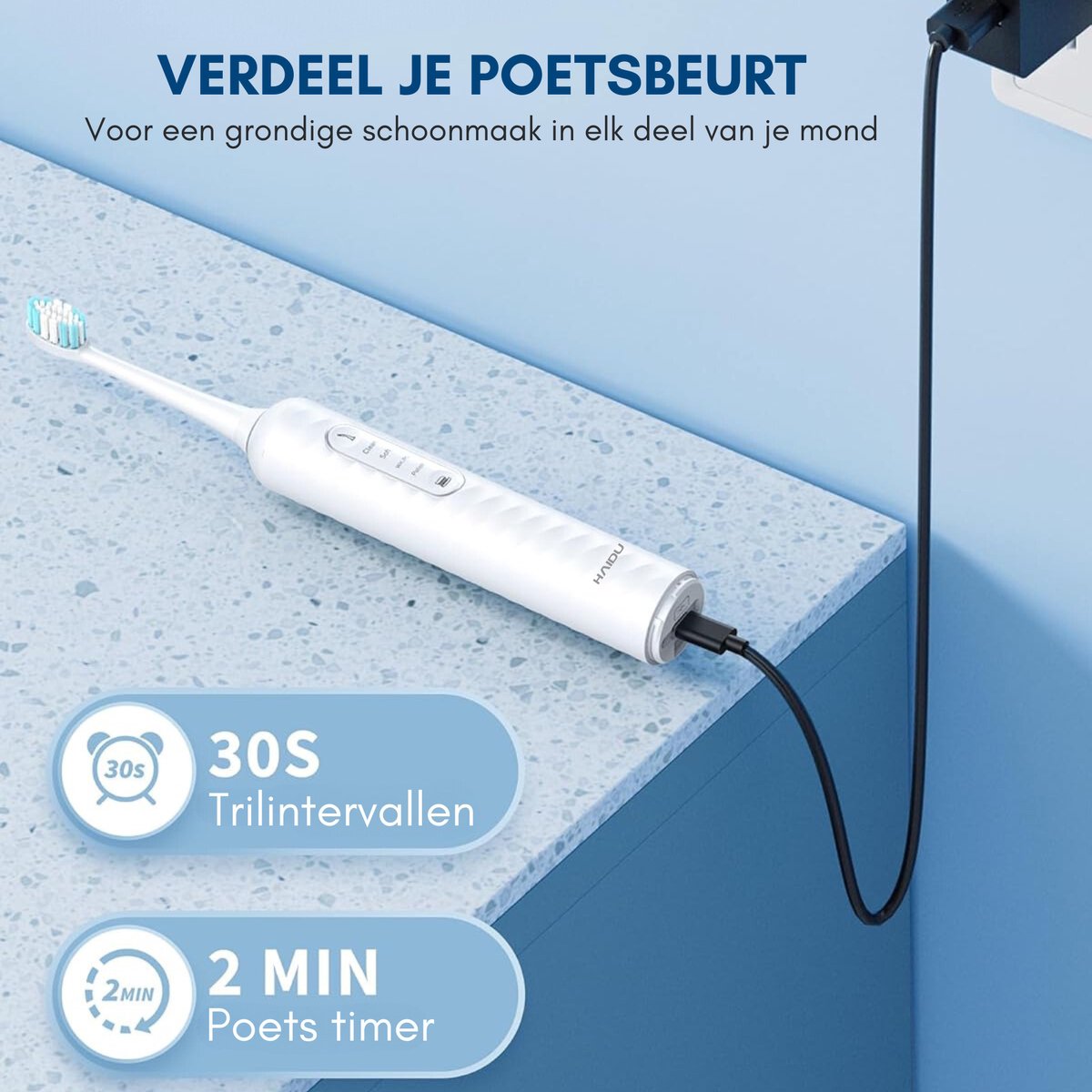 HAIDU Elektrische Tandenborstel 3-in-1 Wit