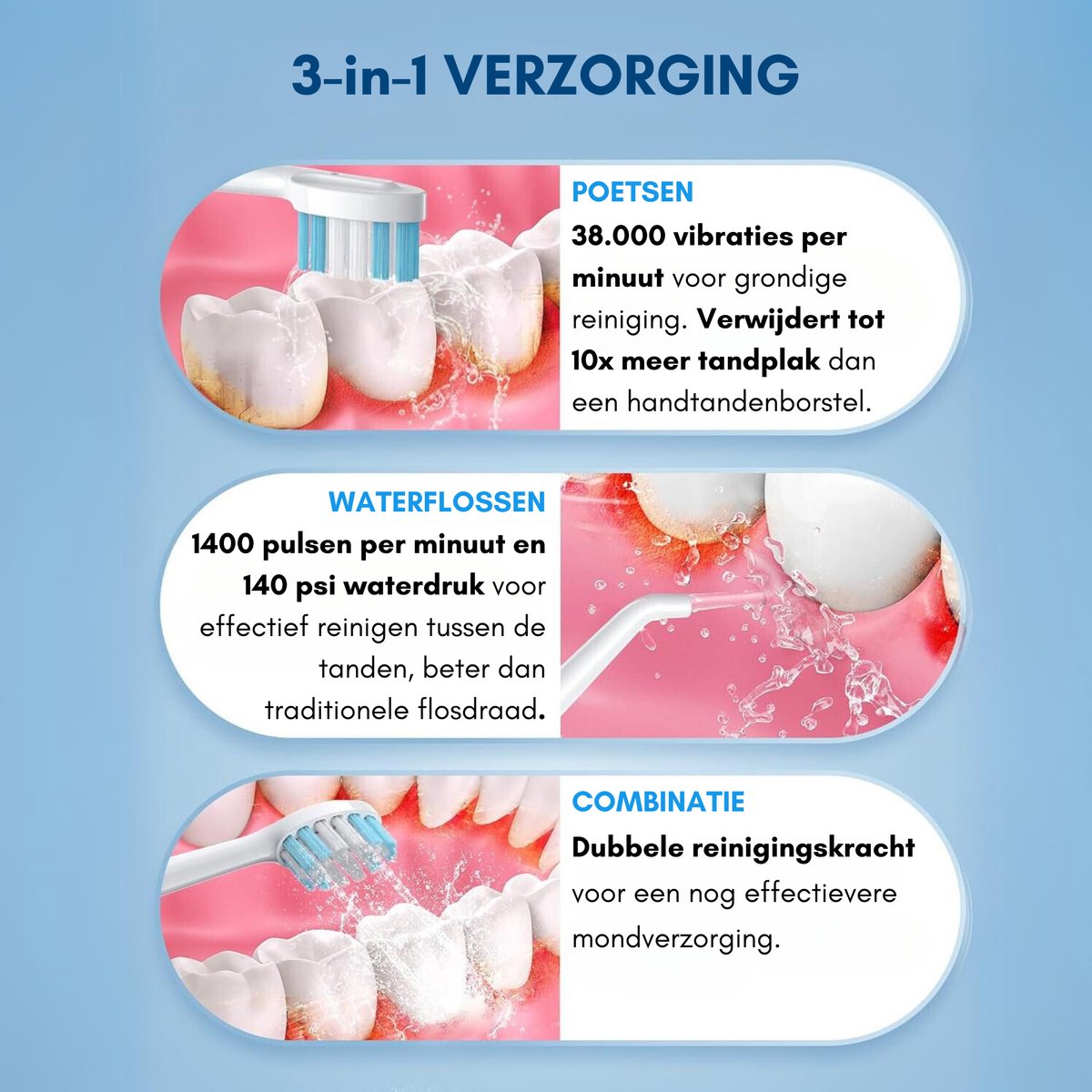 HAIDU Elektrische Tandenborstel 3-in-1 Wit