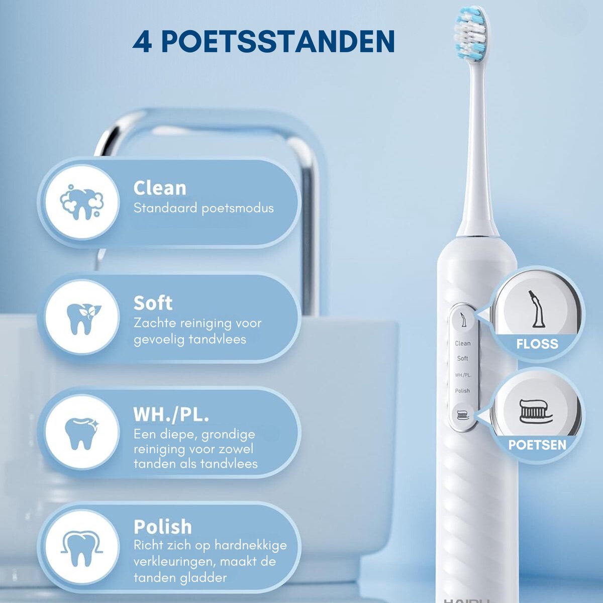 HAIDU Elektrische Tandenborstel 3-in-1 Wit