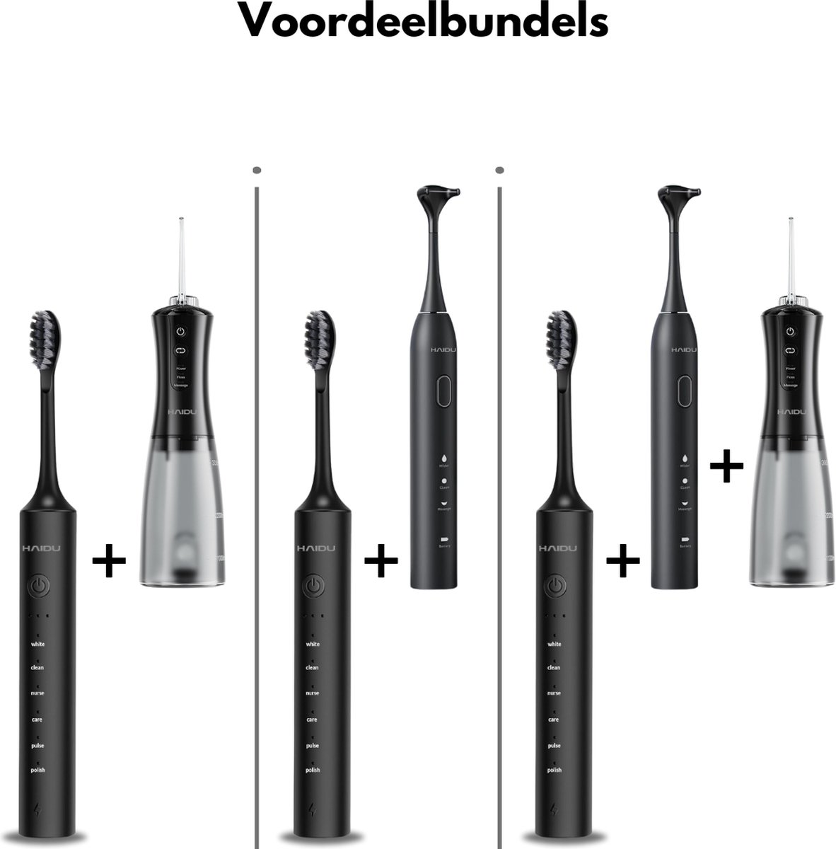 HAIDU Elektrische Tandenborstel en Flosser Zwart