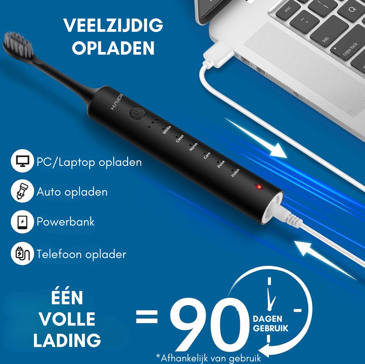 HAIDU Elektrische Tandenborstel en Flosser Zwart