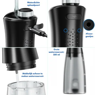 HAIDU Elektrische Tandenborstel en Pro Flow Waterflosser Zwart