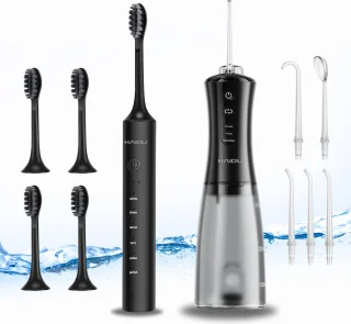 HAIDU Elektrische Tandenborstel en Pro Flow Waterflosser Zwart