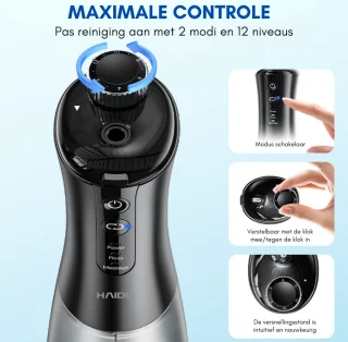 HAIDU Elektrische Tandenborstel en Pro Flow Waterflosser Zwart