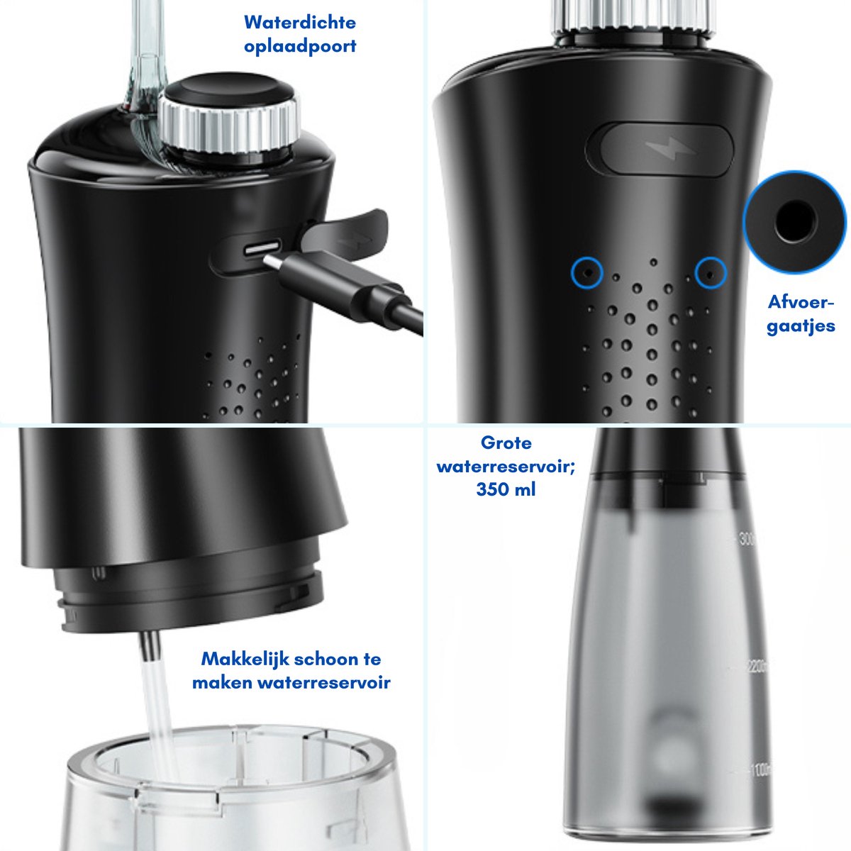 HAIDU Elektrische Tandenborstel en Waterflosser Set Zwart