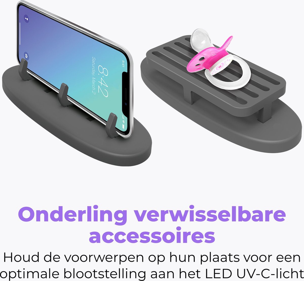 HoMedics UV draagbare smartphone ontsmetter grijs