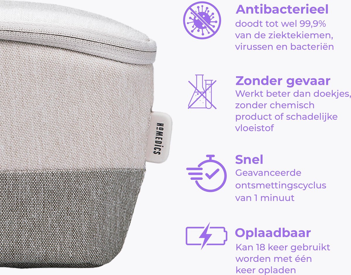 HoMedics UV draagbare smartphone ontsmetter grijs