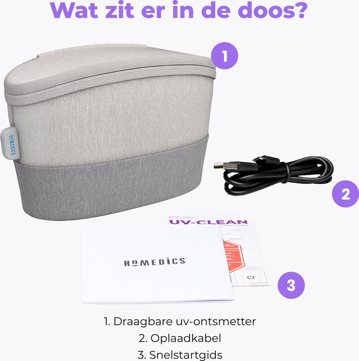 HoMedics UV draagbare smartphone ontsmetter grijs